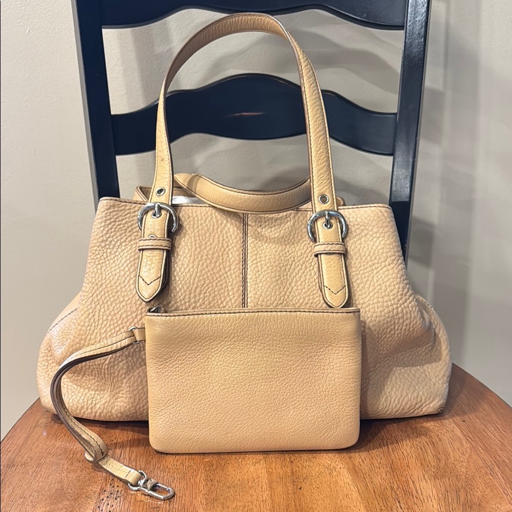 Authentic Cole Haan Tan Shoulder Bag with Textured Leather